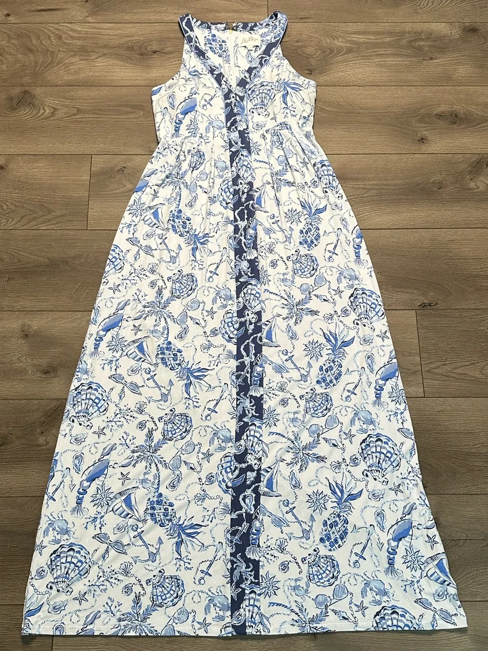 Lilly Pulitzer Carmilla Sleeveless Jersey Maxi Dress Resort White Blue Size 10 - Picture 7 of 14